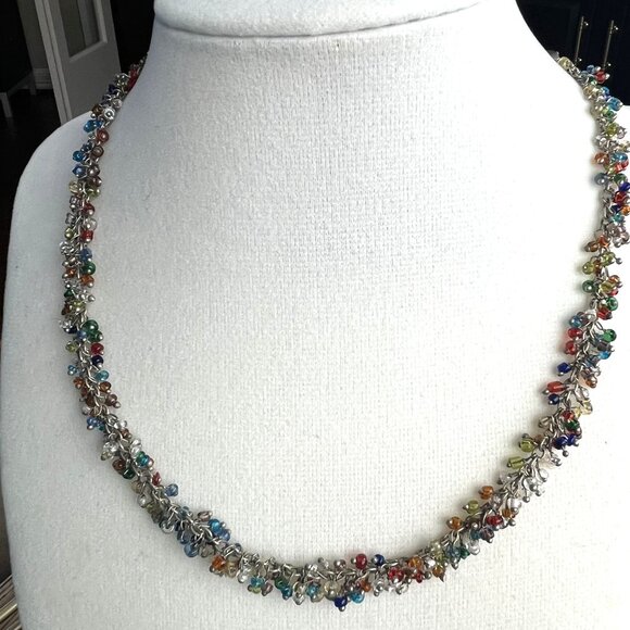 ZAD Handmade beaded multicolor statement necklace - Picture 1 of 3